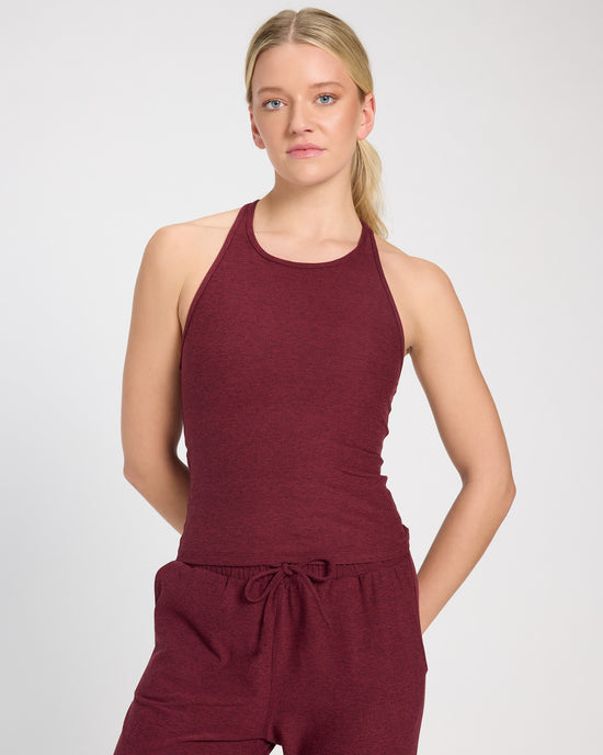 Red Wine $|& Interval FlowHeather Sculpt Rise Tank - SOF Front
