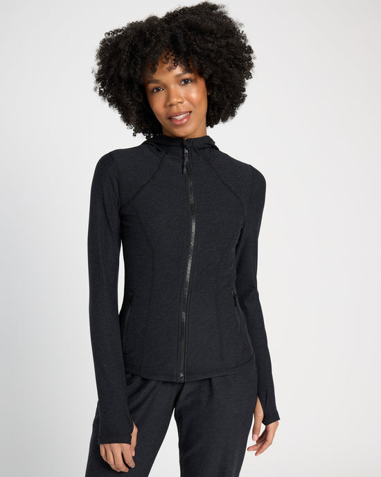 Night Sky Black $|& Interval Endure Midweight Spacedye Zip Hoodie - SOF Front