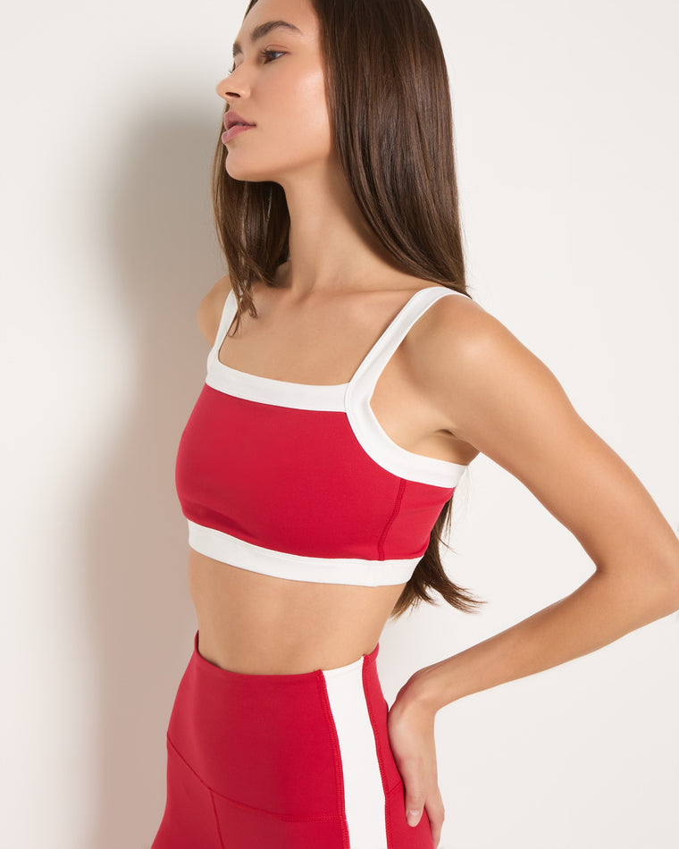 Poppy Solid/White $|& Interval FlowHeather Sculpt Glimmer Bra - SOF Full Front