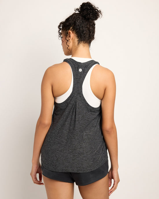 Heather Charcoal $|& Interval Thrive Lightweight Spacedye Racerback Tank - SOF Back