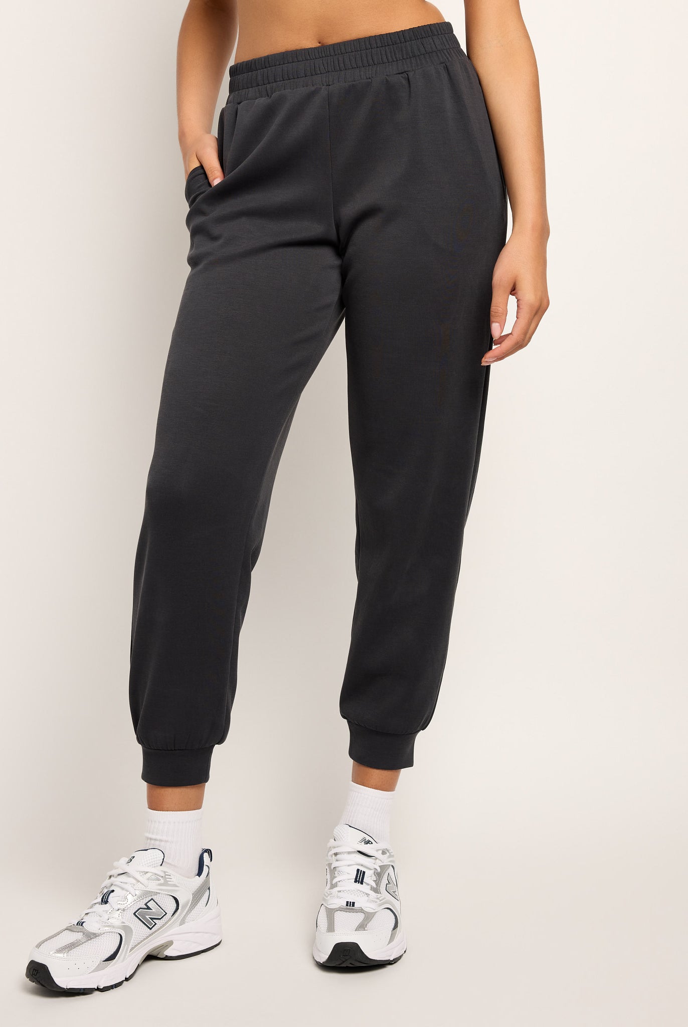 Black $|& Interval Double Knit Jetset Jogger - SOF Front