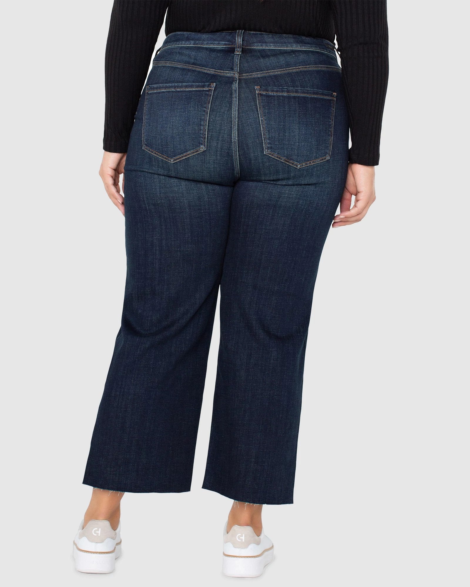 Eastmoor $|& Liverpool Stride High Rise Wide Leg Jeans with Cut Hem - Hanger Side