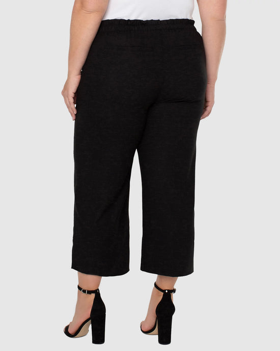 Black $|& Liverpool Pull On Wide Leg Crop Trouser - VOF Back