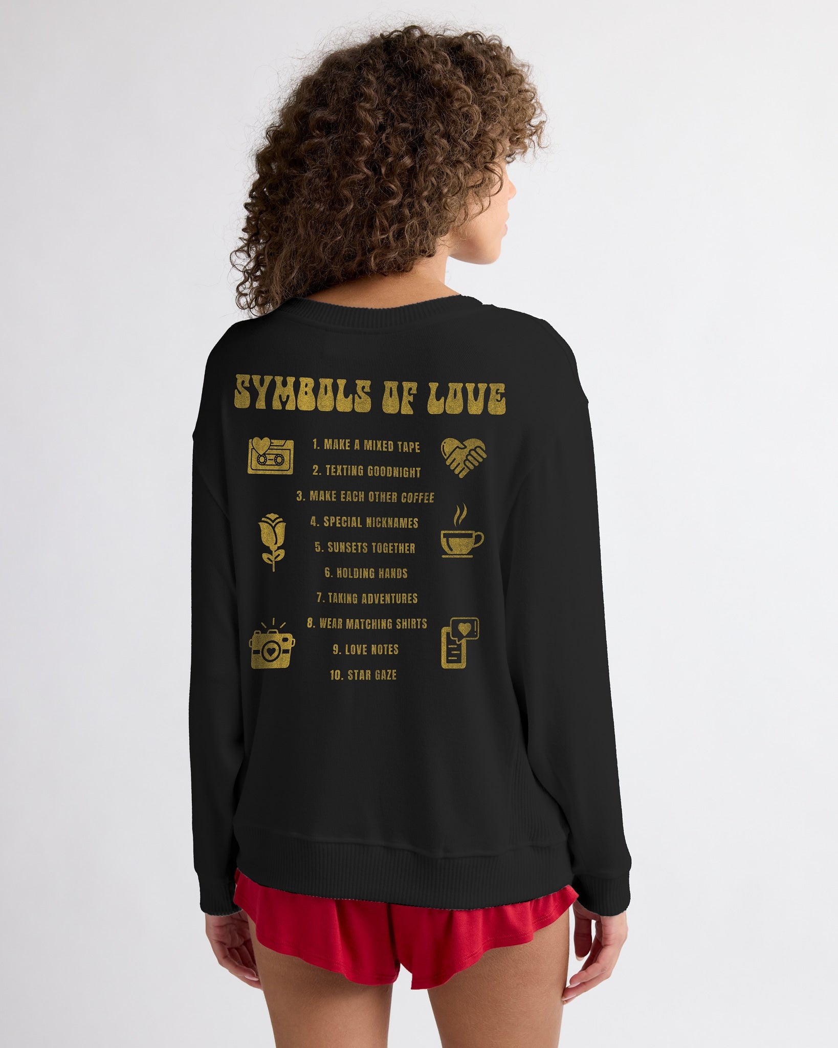 Black $|& SEAS Hacci Graphic Crew "Love Language" Graphic Pullover - SOF Front