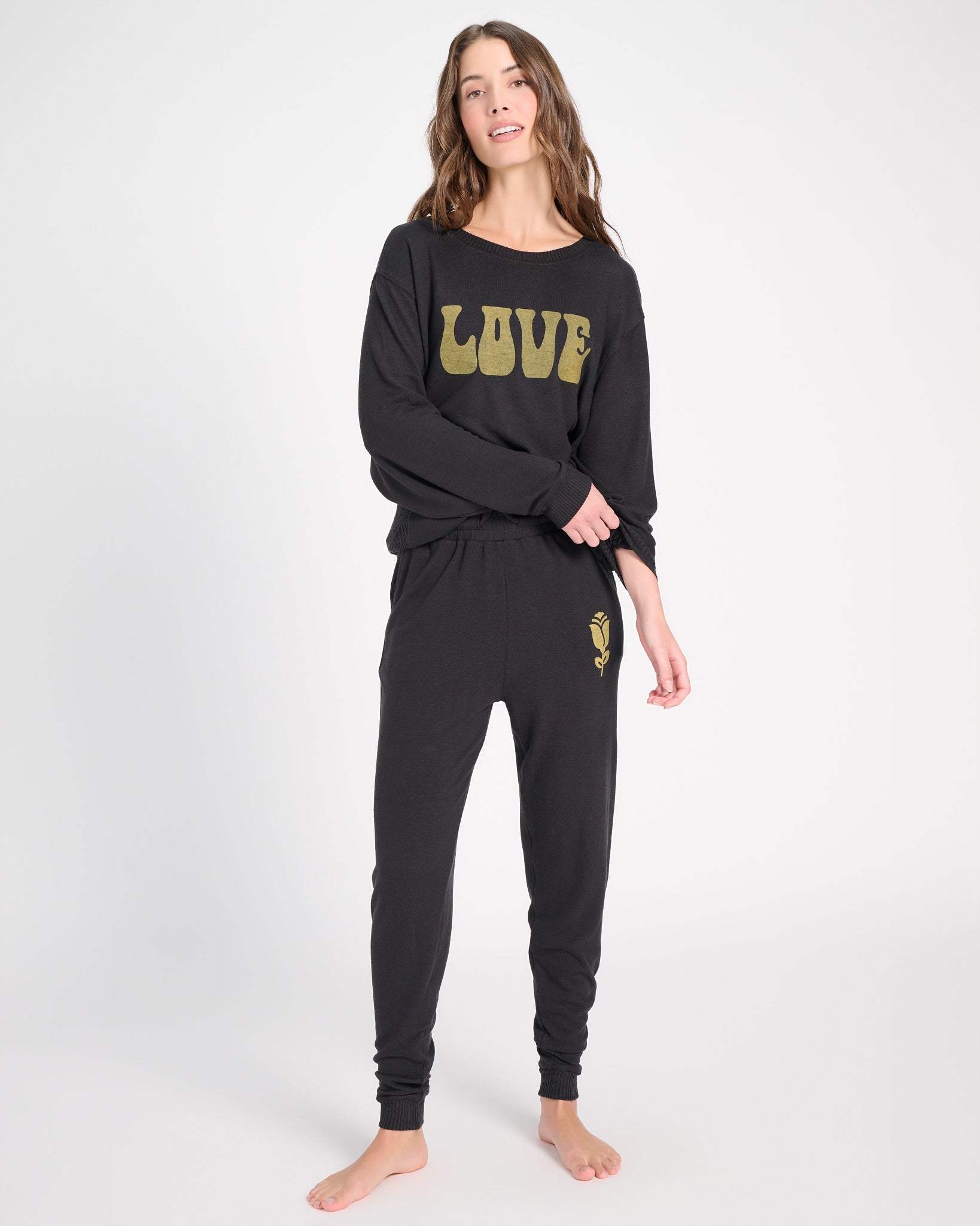 Black $|& SEAS Shoreline Hacci "Love Language" Graphic Jogger - UGC On Fig