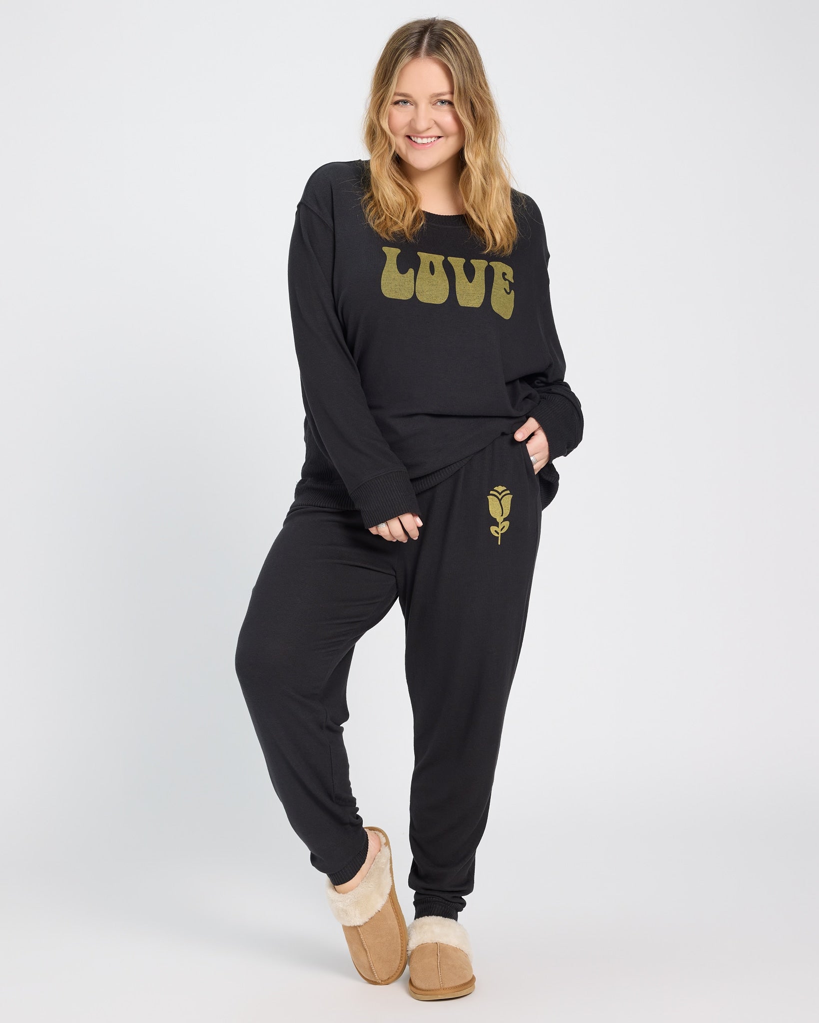 Black $|& SEAS Shoreline Hacci "Love Language" Graphic Jogger - UGC On Fig