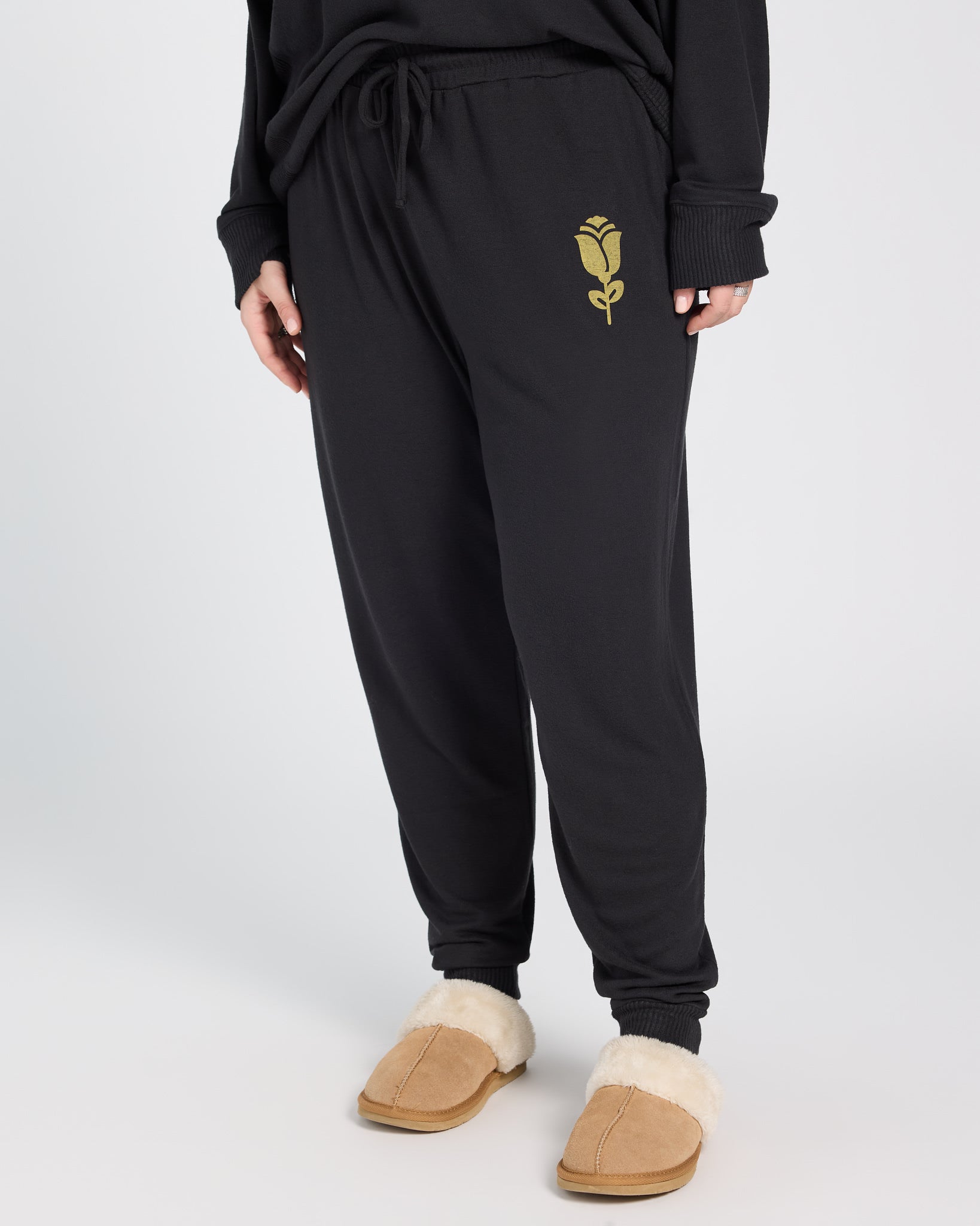 Black $|& SEAS Shoreline Hacci "Love Language" Graphic Jogger - SOF Front