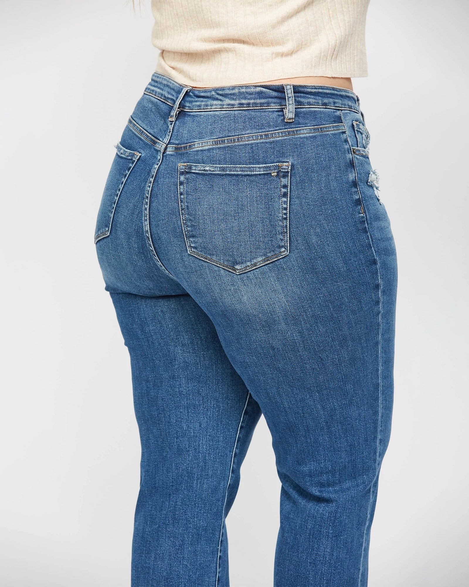 Steel Blue $|& Mica Denim Super High Rise Straight Leg Jeans - VOF Detail