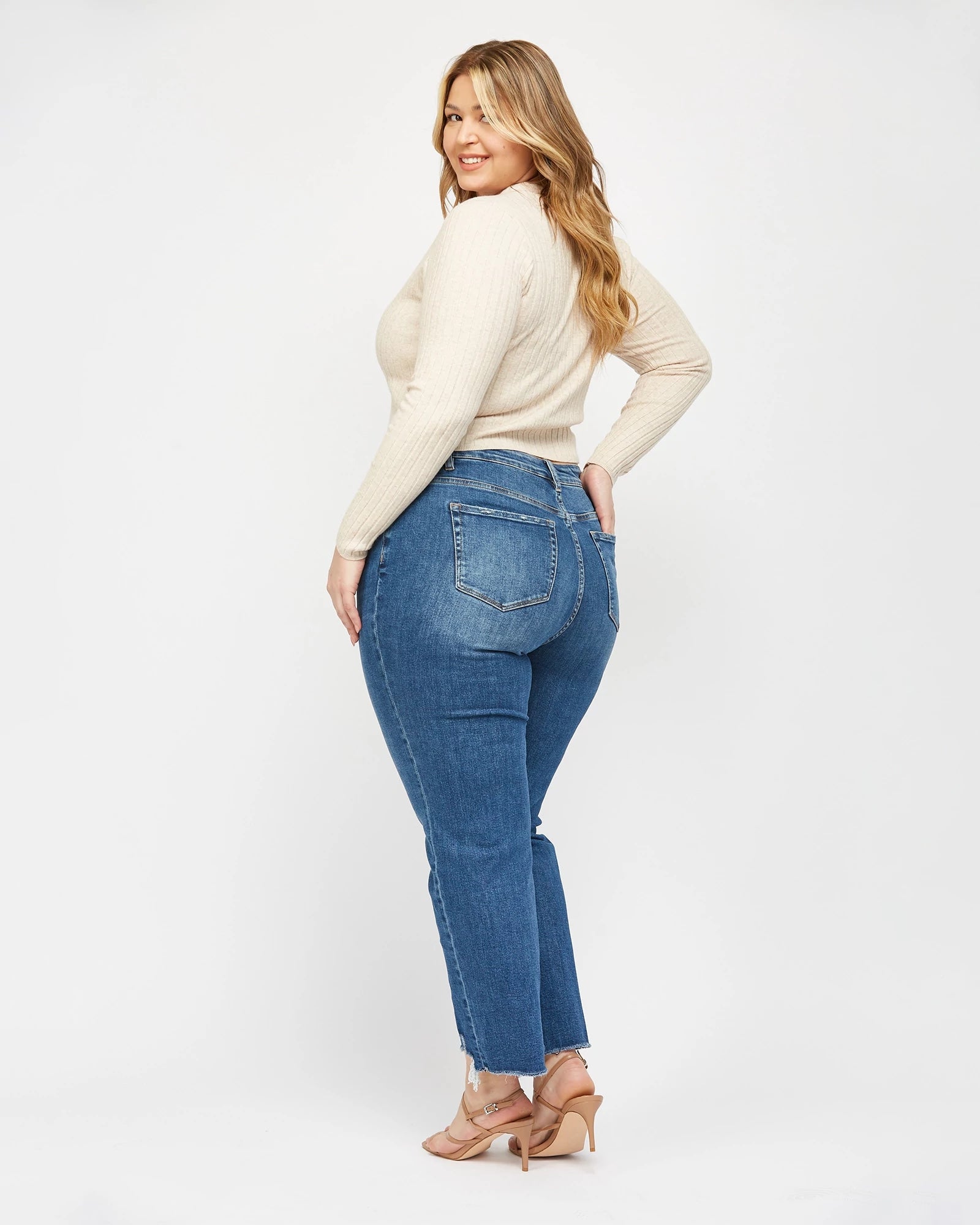 Steel Blue $|& Mica Denim Super High Rise Straight Leg Jeans - VOF Back