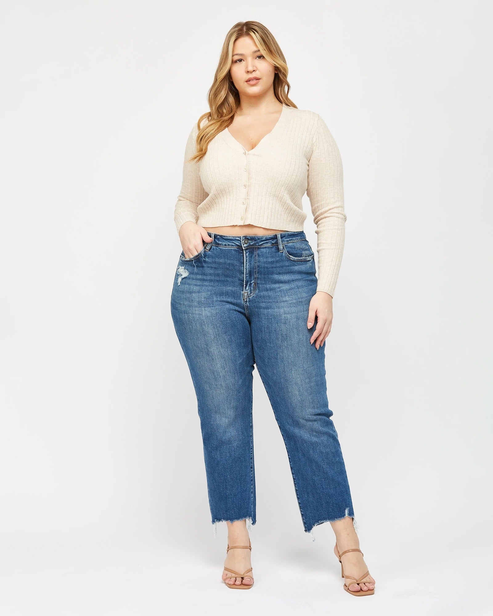 Steel Blue $|& Mica Denim Super High Rise Straight Leg Jeans - VOF Front