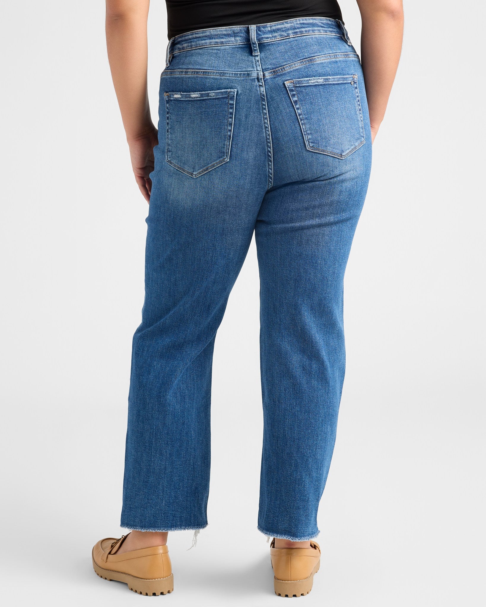 Steel Blue $|& Mica Denim Super High Rise Straight Leg Jeans - SOF Back