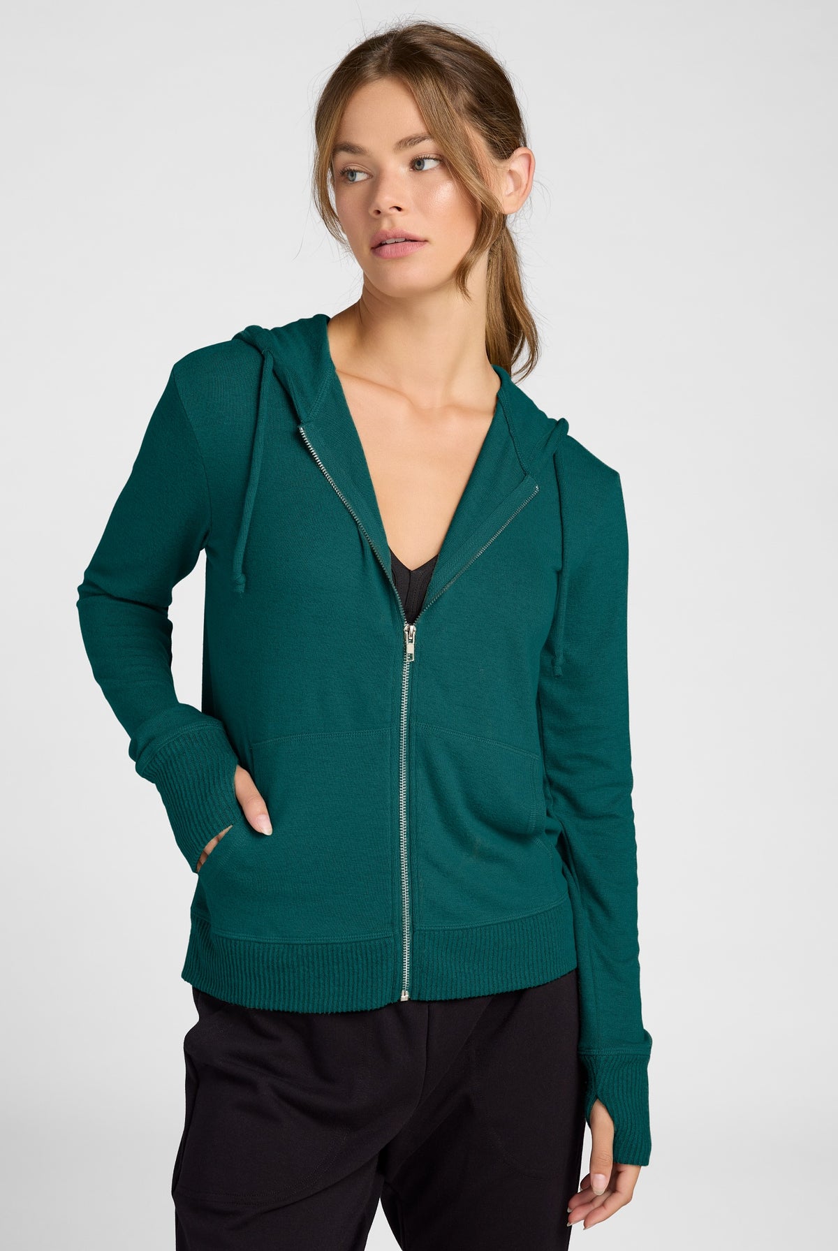 Teal $|& Interval Hacci Zip Hoodie - SOF Front
