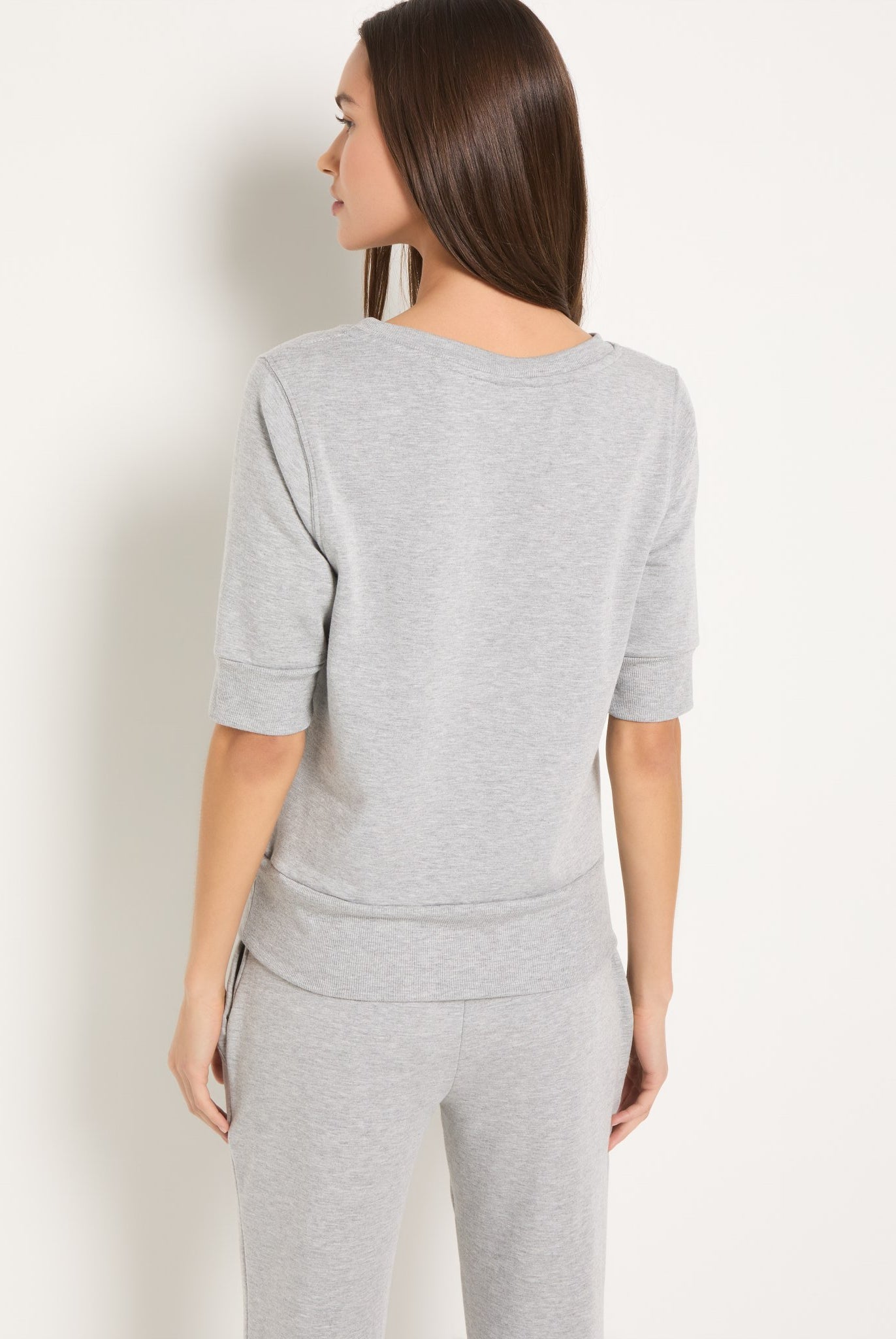 Heather Grey $|& Interval Flex Fleece Short Sleeve Top - SOF Back