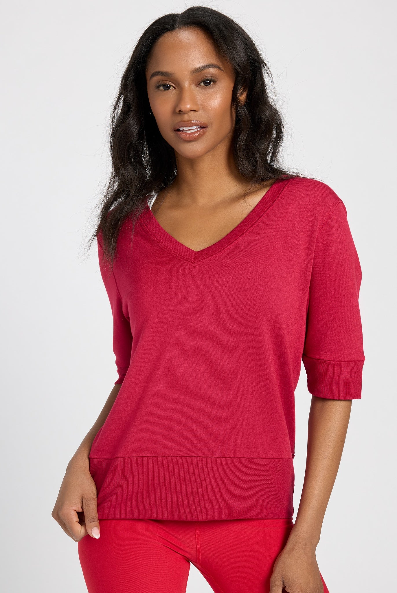 Poppy $|& Interval Flex Fleece Short Sleeve Top - SOF Front