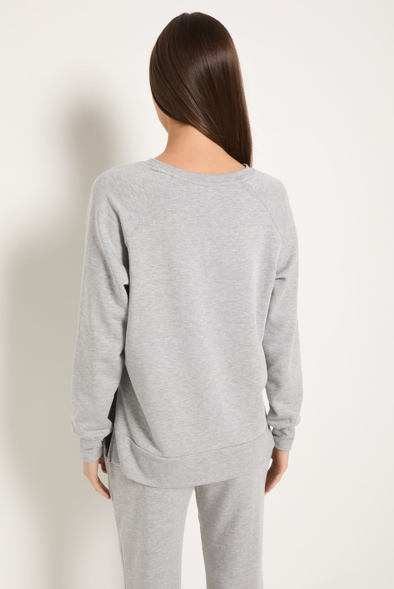 Heather Grey $|& Interval Flex Fleece V-Neck Top - SOF Back