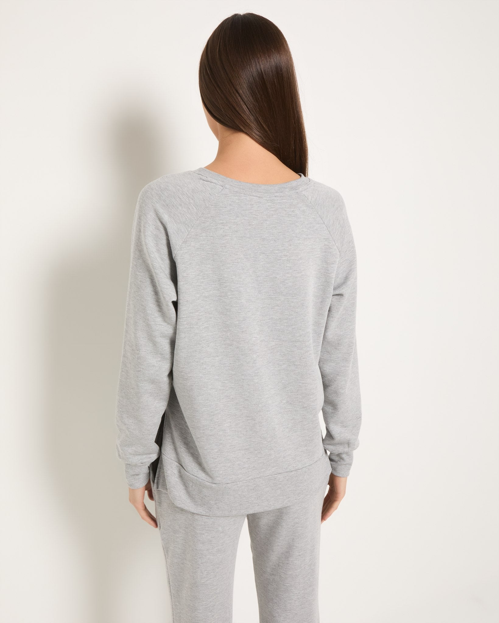 Heather Grey $|& Interval Flex Fleece V-Neck Top - SOF Back