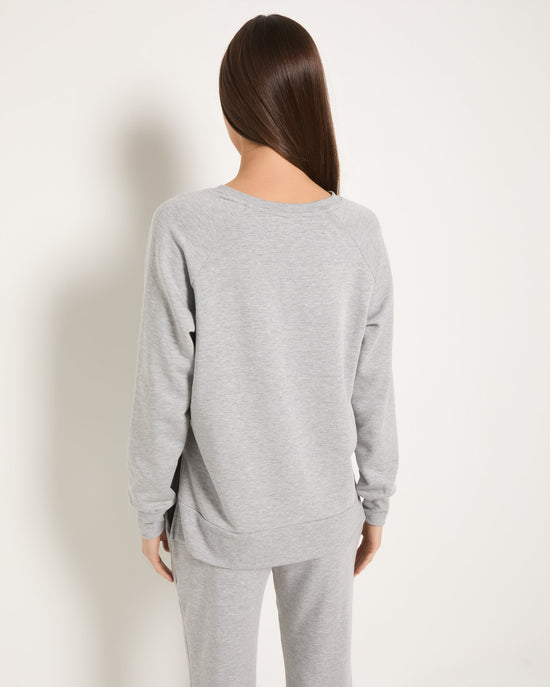 Heather Grey $|& Interval Flex Fleece V-Neck Top - SOF Back