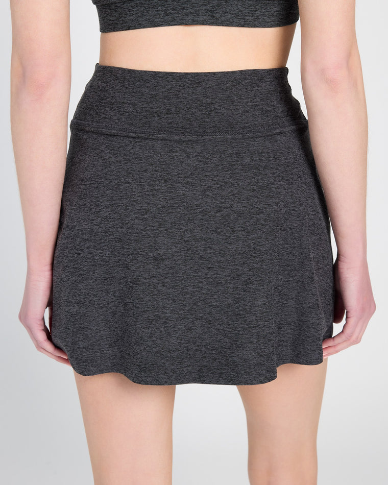 Heather Charcoal $|& Interval FlowHeather Sculpt Skort - SOF Back