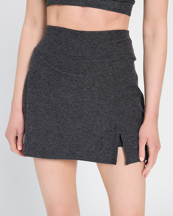 Heather Charcoal $|& Interval FlowHeather Sculpt Skort - SOF Front