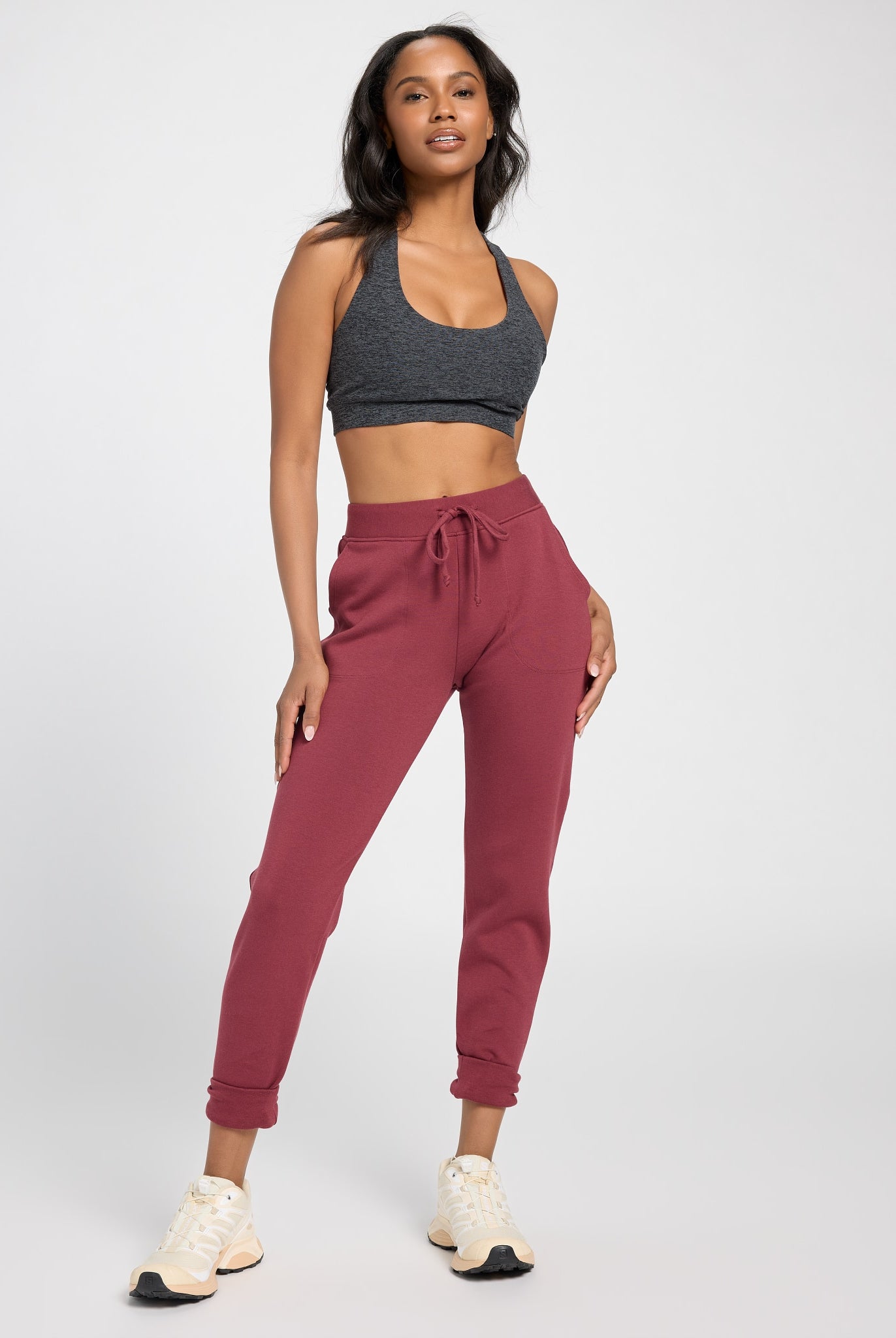 Red Wine $|& Interval Crescent Joggers - UGC On Fig