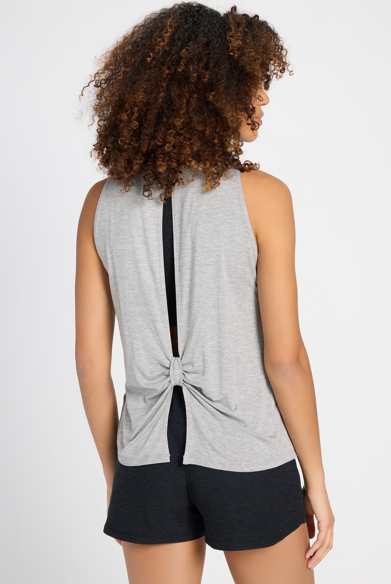 Light Heather Grey $|& Interval Split Back Tank - SOF Back