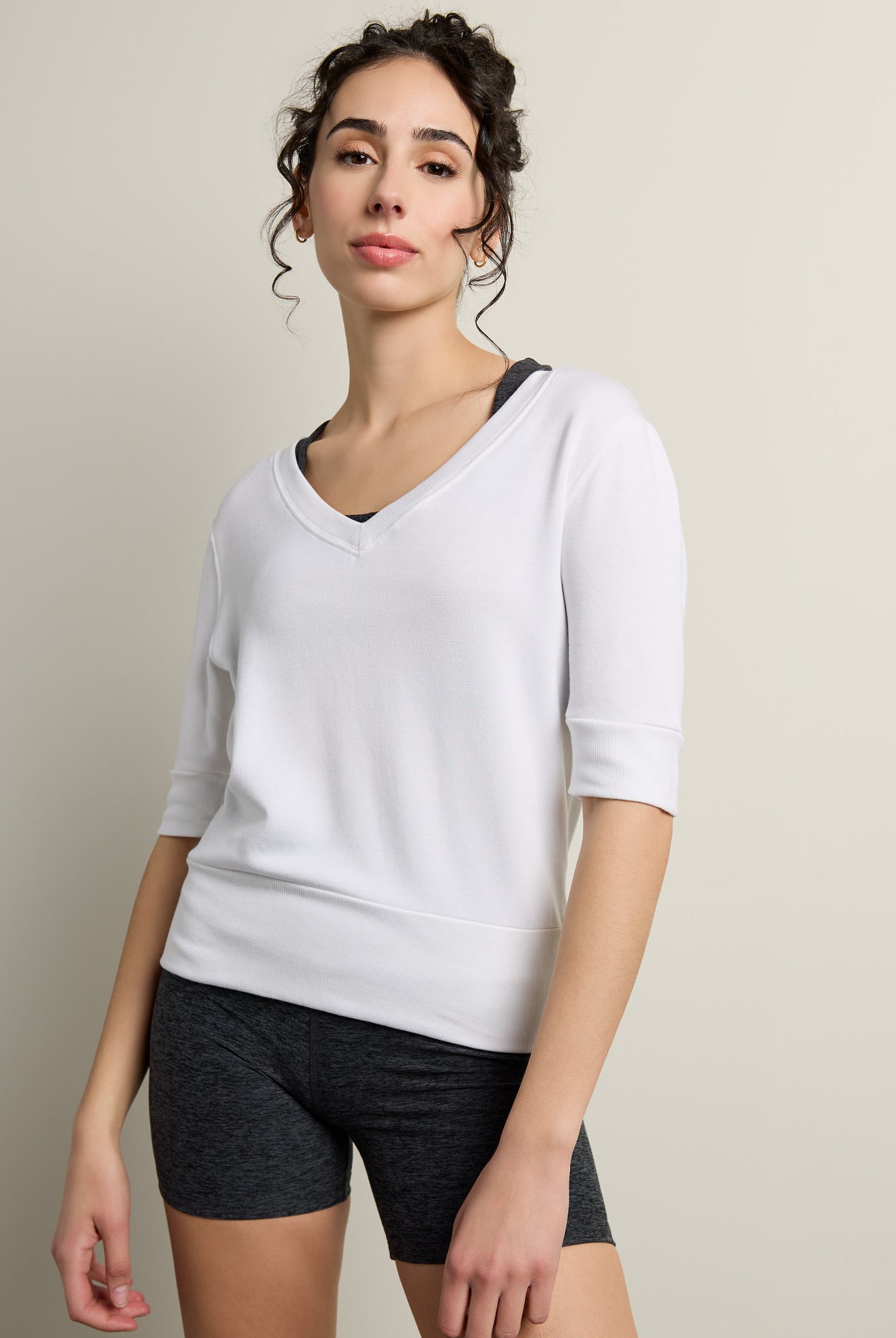 White $|& Interval Flex Fleece Short Sleeve Top - SOF Front