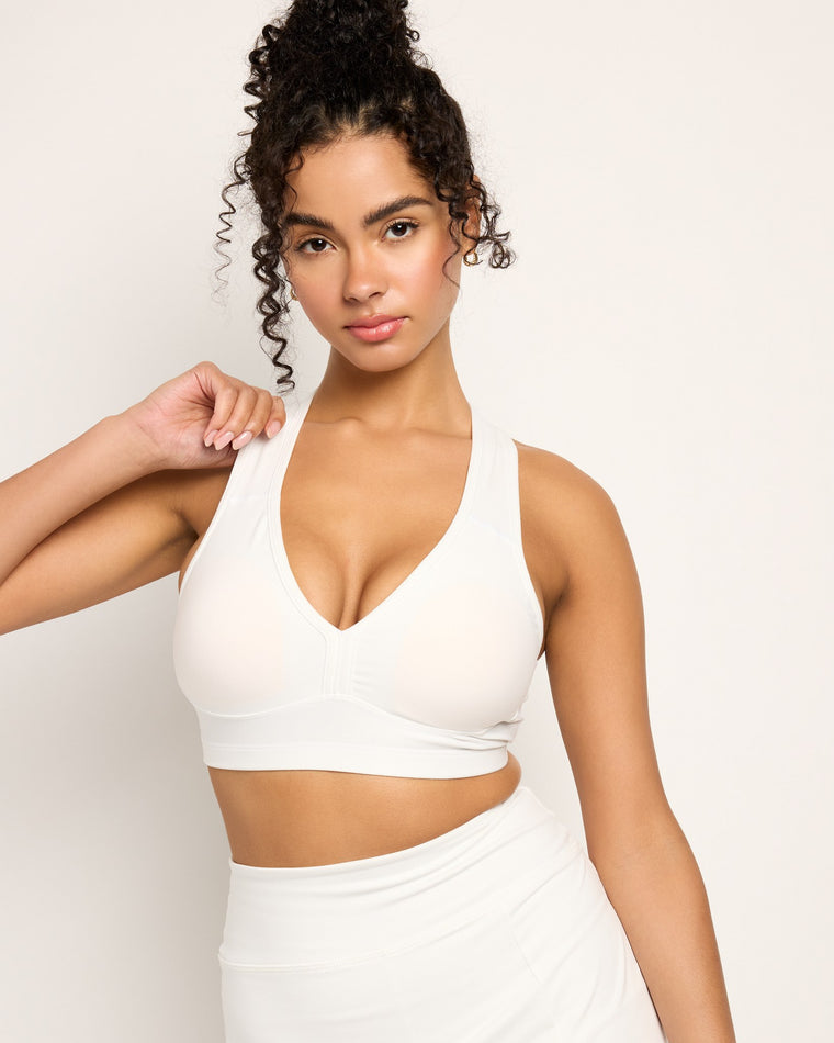 White $|& Interval FlowHeather Sculpt Enhearten Bra - SOF Front