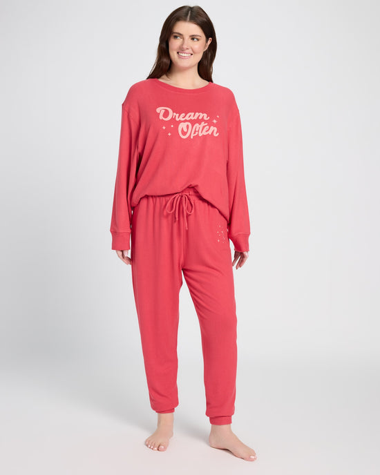 Soft Rose $|& SEAS Shoreline Hacci "Dream Often" Graphic Jogger - UGC On Fig
