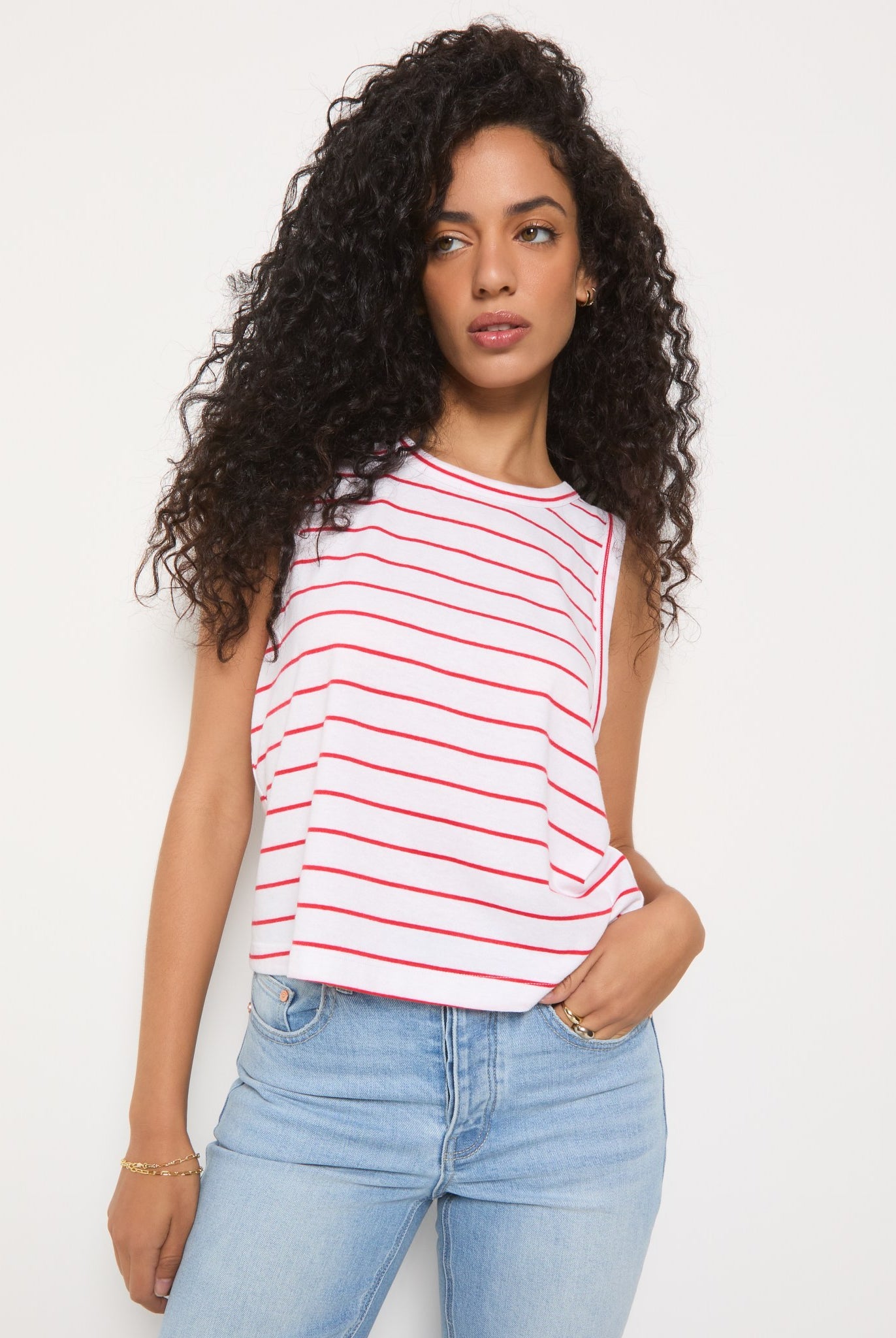 Cherry Stripe $|& SEAS Together Again Tank - SOF Front