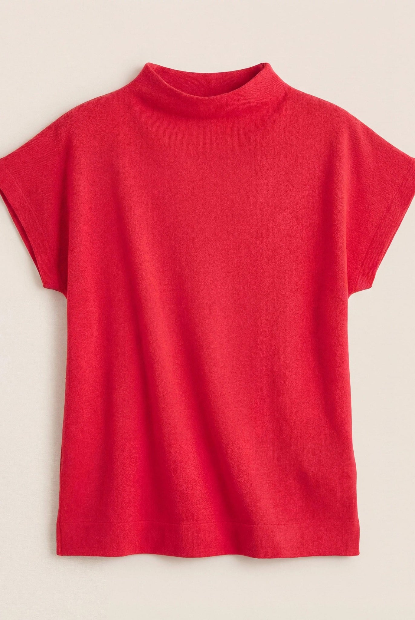 Cherry $|& SEAS Pier Funnel Neck Hacci Tee - Hanger Detail