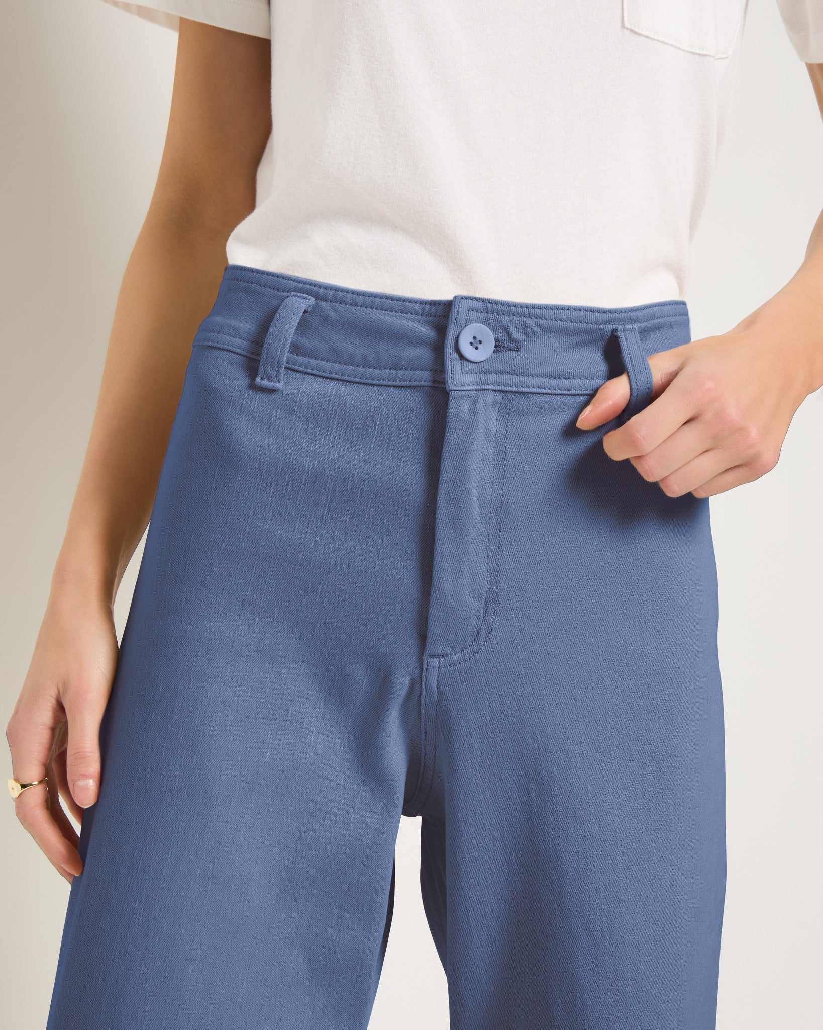 Light Coastal Cobalt $|& SEAS Salty Wide Leg Twill Cropped Pant - SOF Full Front
