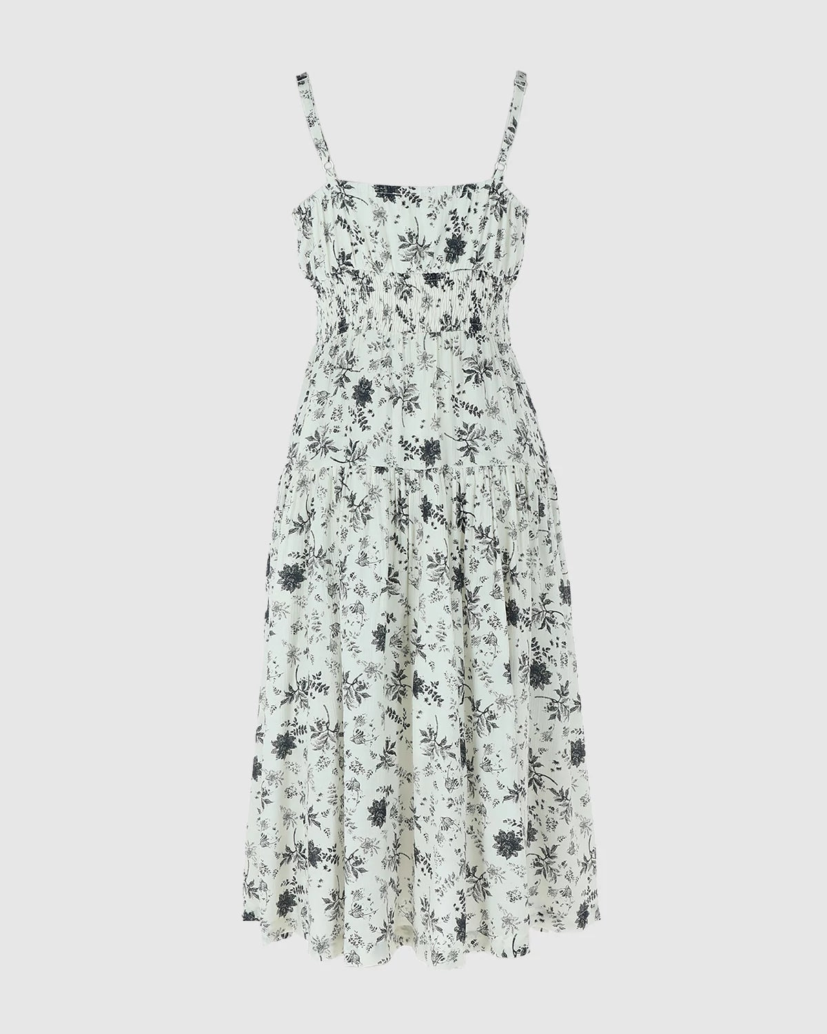 White-Black $|& Skies Are Blue Print Midi Dress - Hanger Side