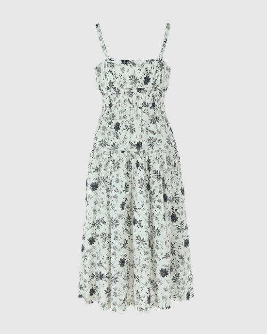 White-Black $|& Skies Are Blue Print Midi Dress - Hanger Side