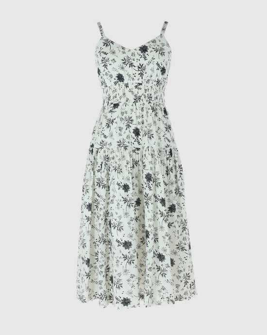 White-Black $|& Skies Are Blue Print Midi Dress - VOF Detail