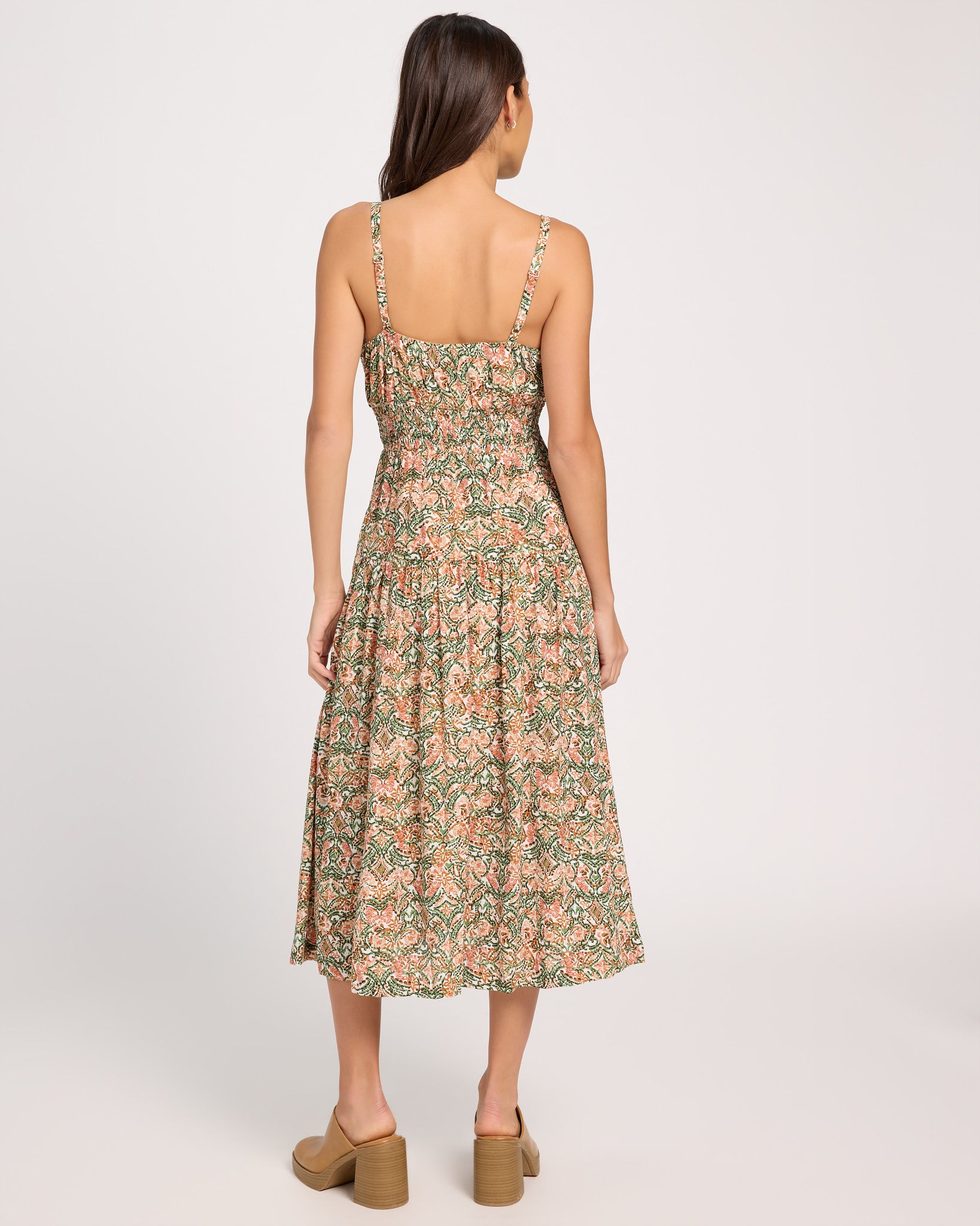 Olive Blush $|& Skies Are Blue Print Midi Dress - SOF Back