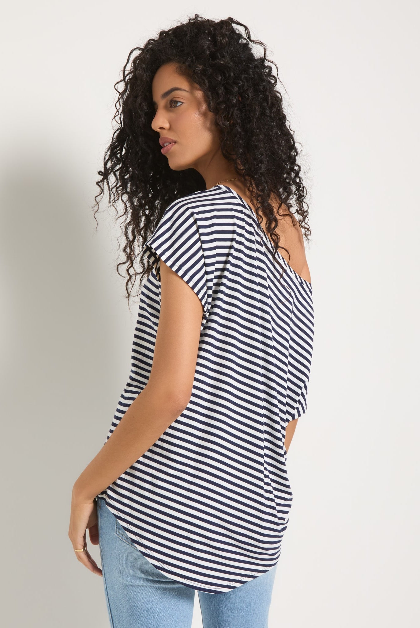 Mariner Midnight Stripe $|& SEAS Edgewater Off The Shoulder Tee - UGC On Fig