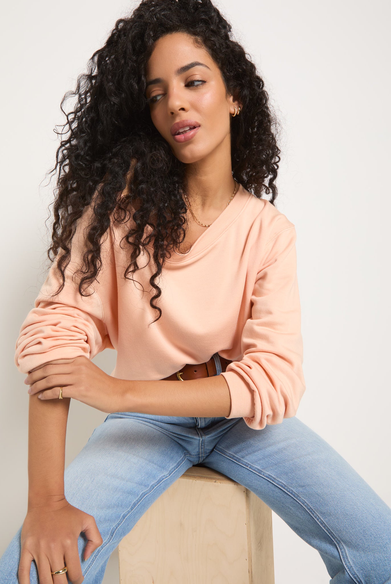 Beachy Blush $|& SEAS Brooksville One Shoulder Sweatshirt - VOF Front