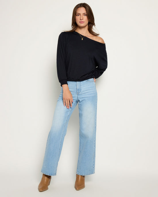 Black $|& SEAS Brooksville Slub Off The Shoulder Top - UGC On Fig