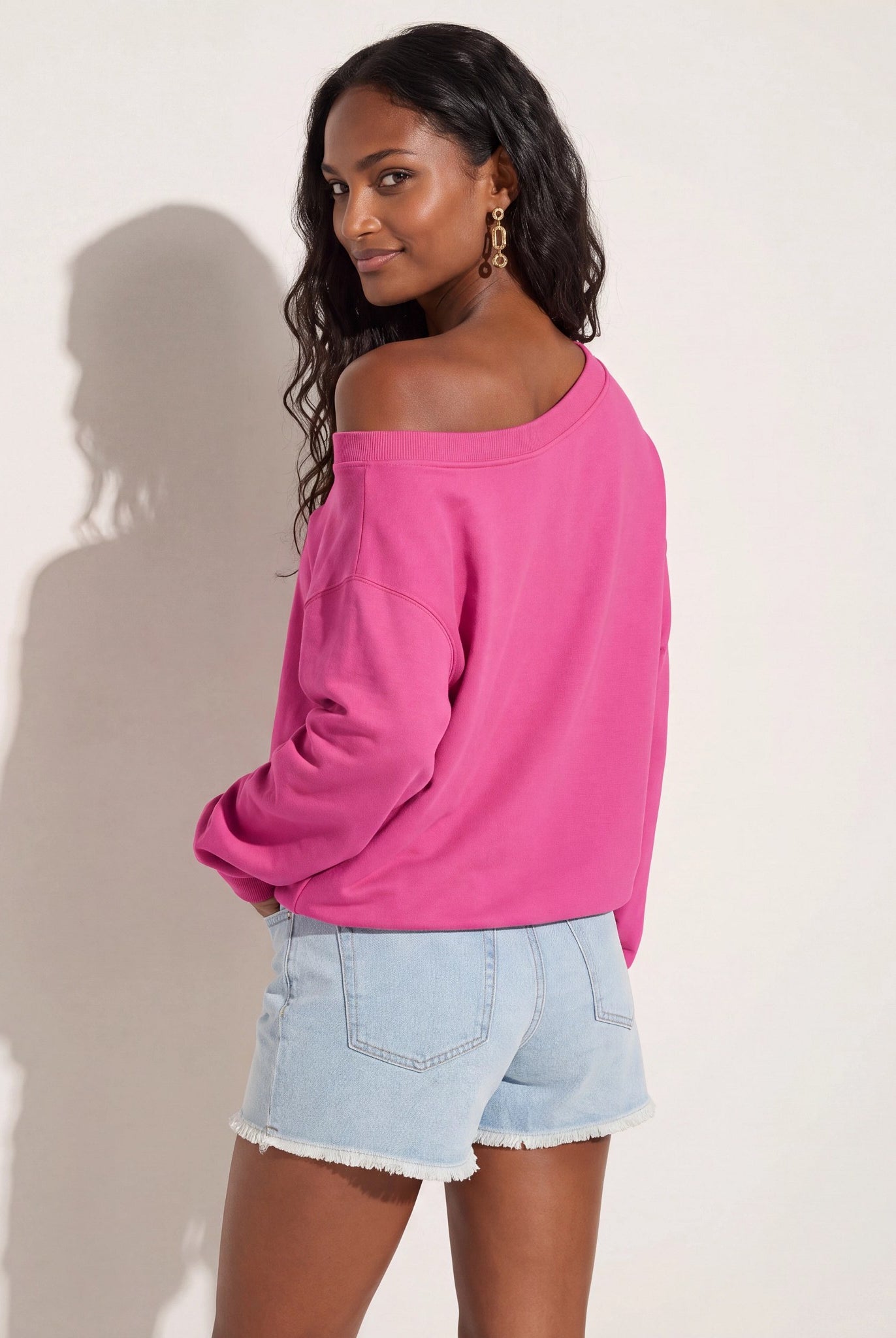 Rouge $|& SEAS Brooksville One Shoulder Sweatshirt - SOF Side