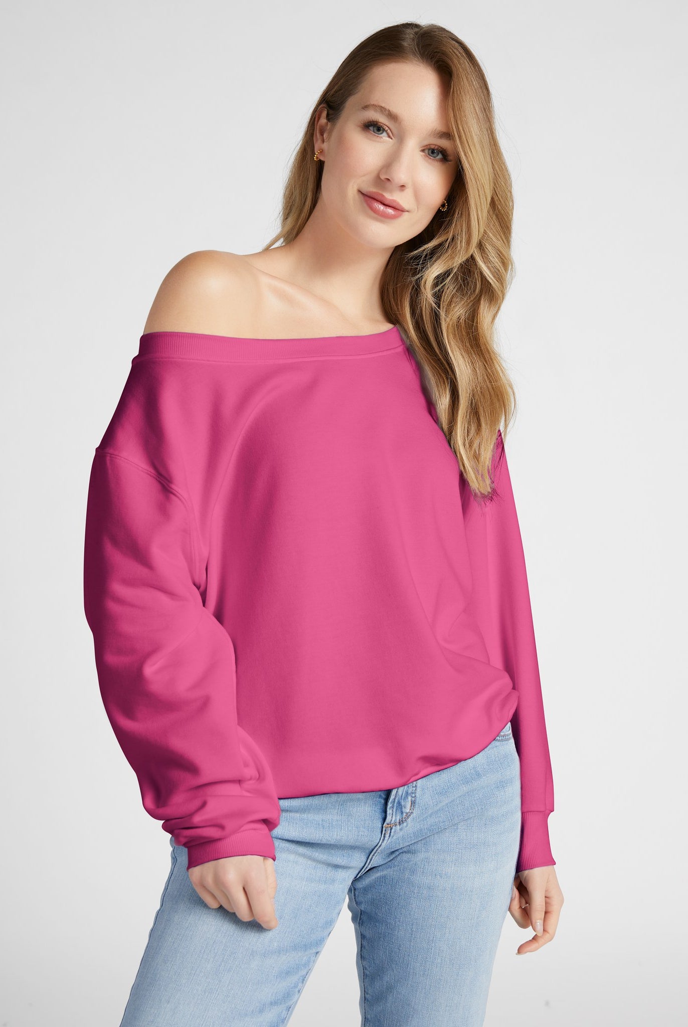 Rouge $|& SEAS Brooksville One Shoulder Sweatshirt - SOF Front