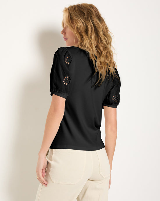 Black $|& SEAS Seaglass Eyelet Sleeve Tee - SOF Back