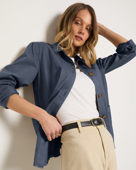 Washed Mariner Midnight $|& SEAS Pierside Twill Chore Jacket - SOF Front