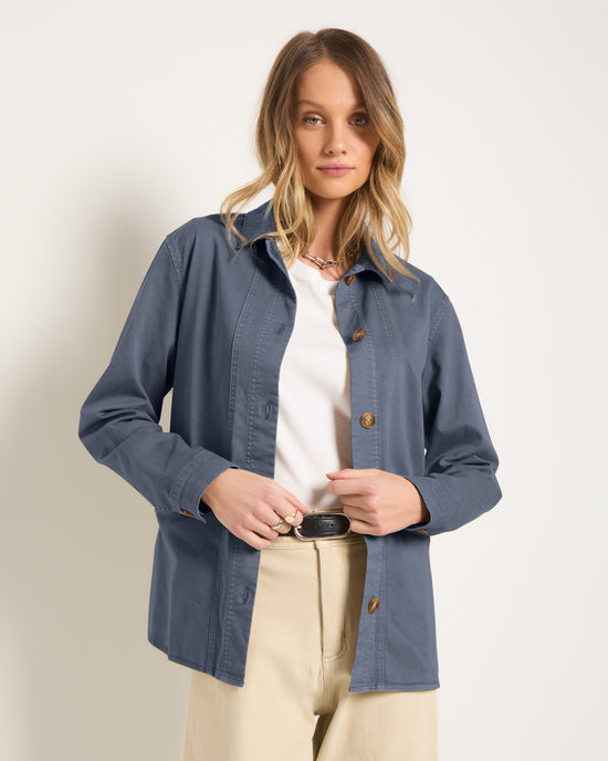 Washed Mariner Midnight $|& SEAS Pierside Twill Chore Jacket - VOF Front