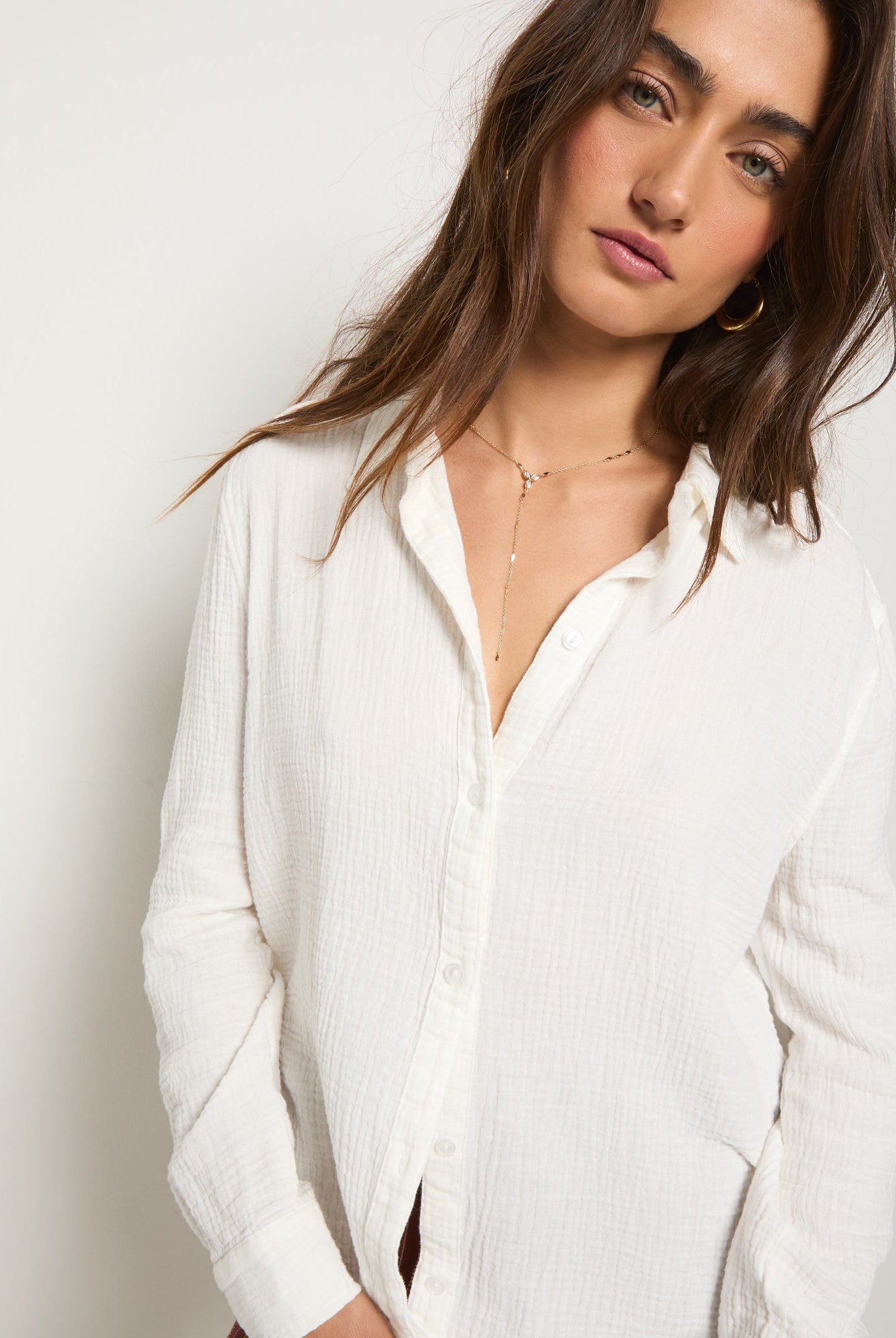 White $|& SEAS Whitecap Gauze Button Up Shirt - SOF Full Front