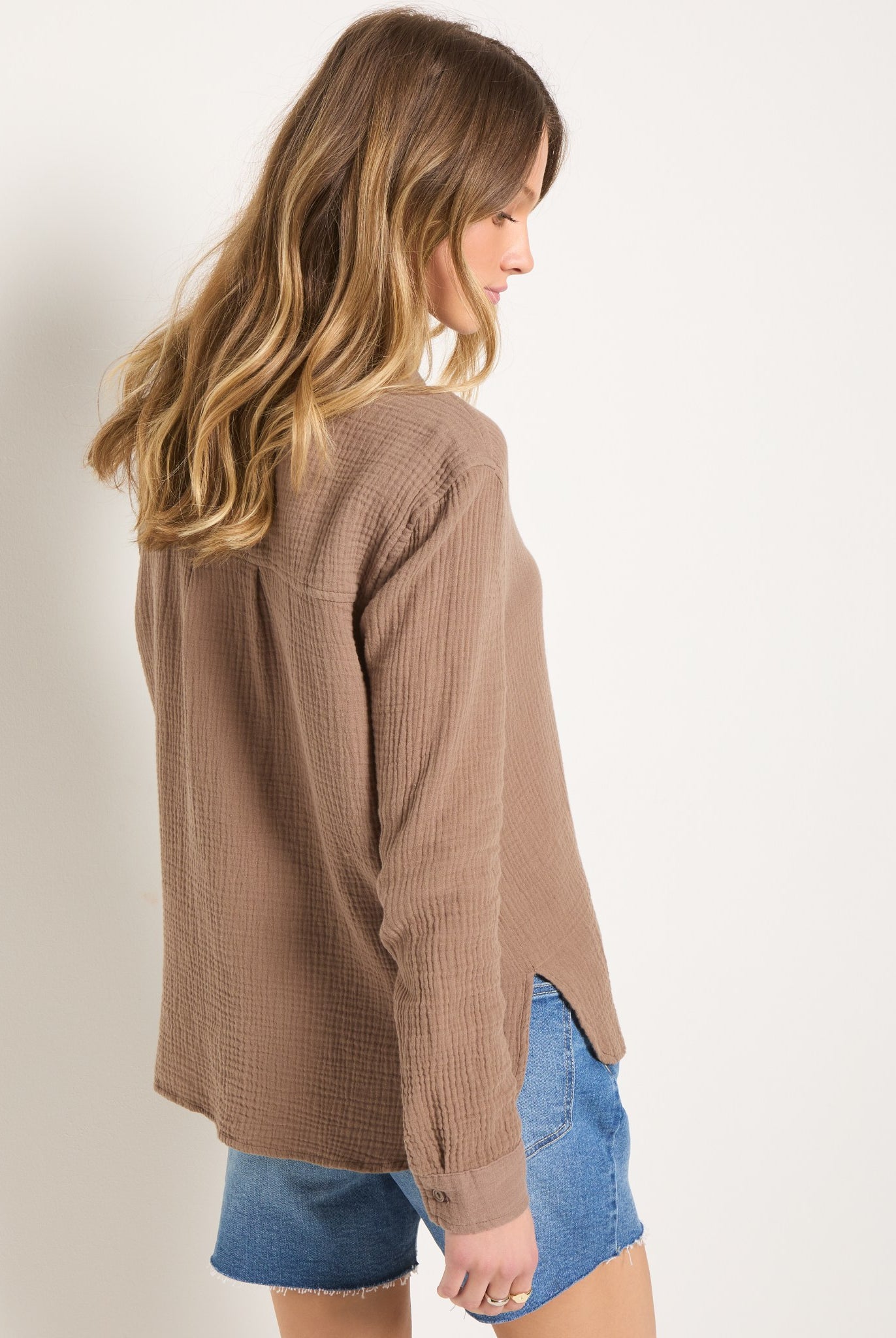 Driftwood $|& SEAS Whitecap Gauze Button Up Shirt - SOF Back