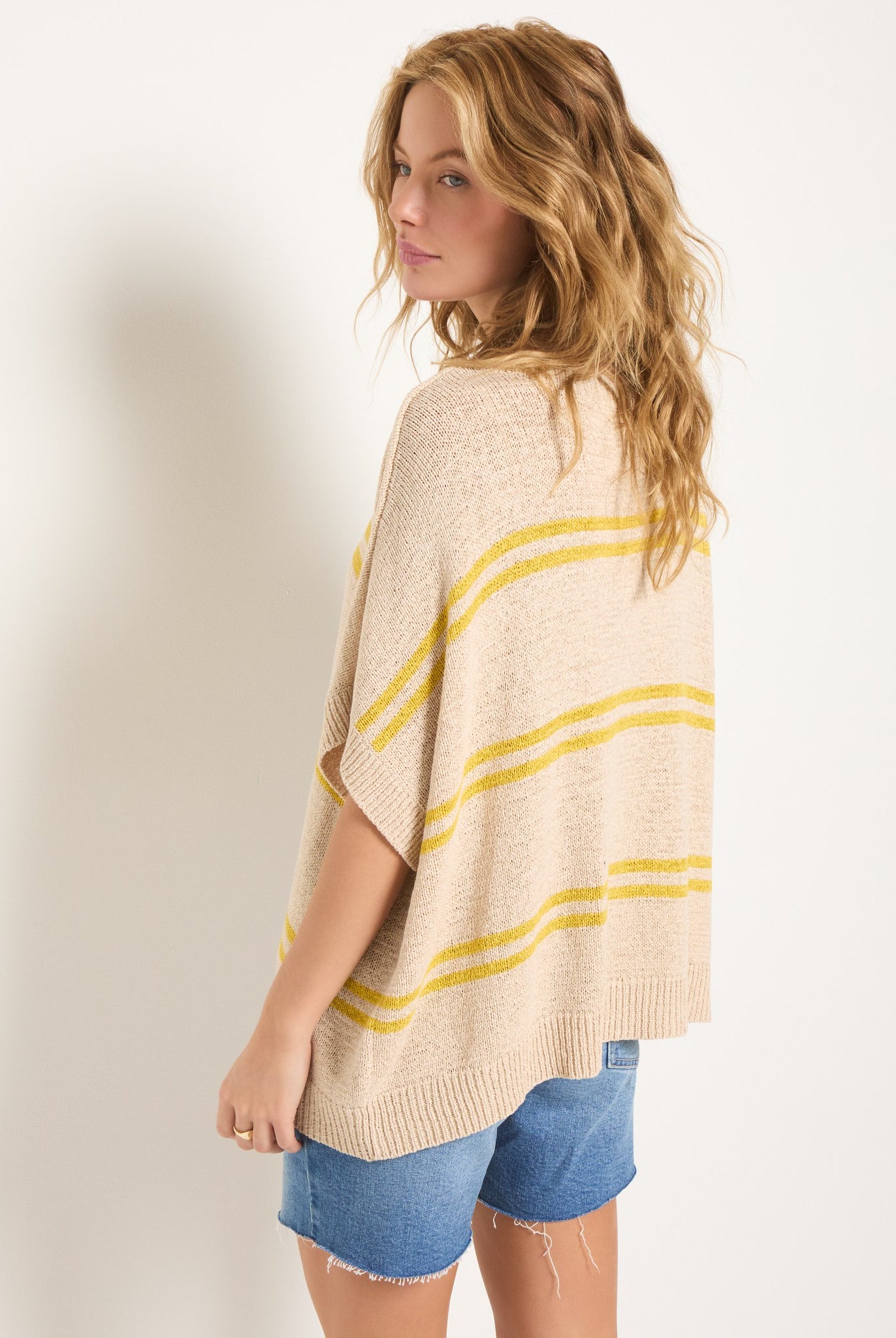 Birch Stripe $|& SEAS Wavetide Stripe V-Neck Sweater Tee - SOF Back