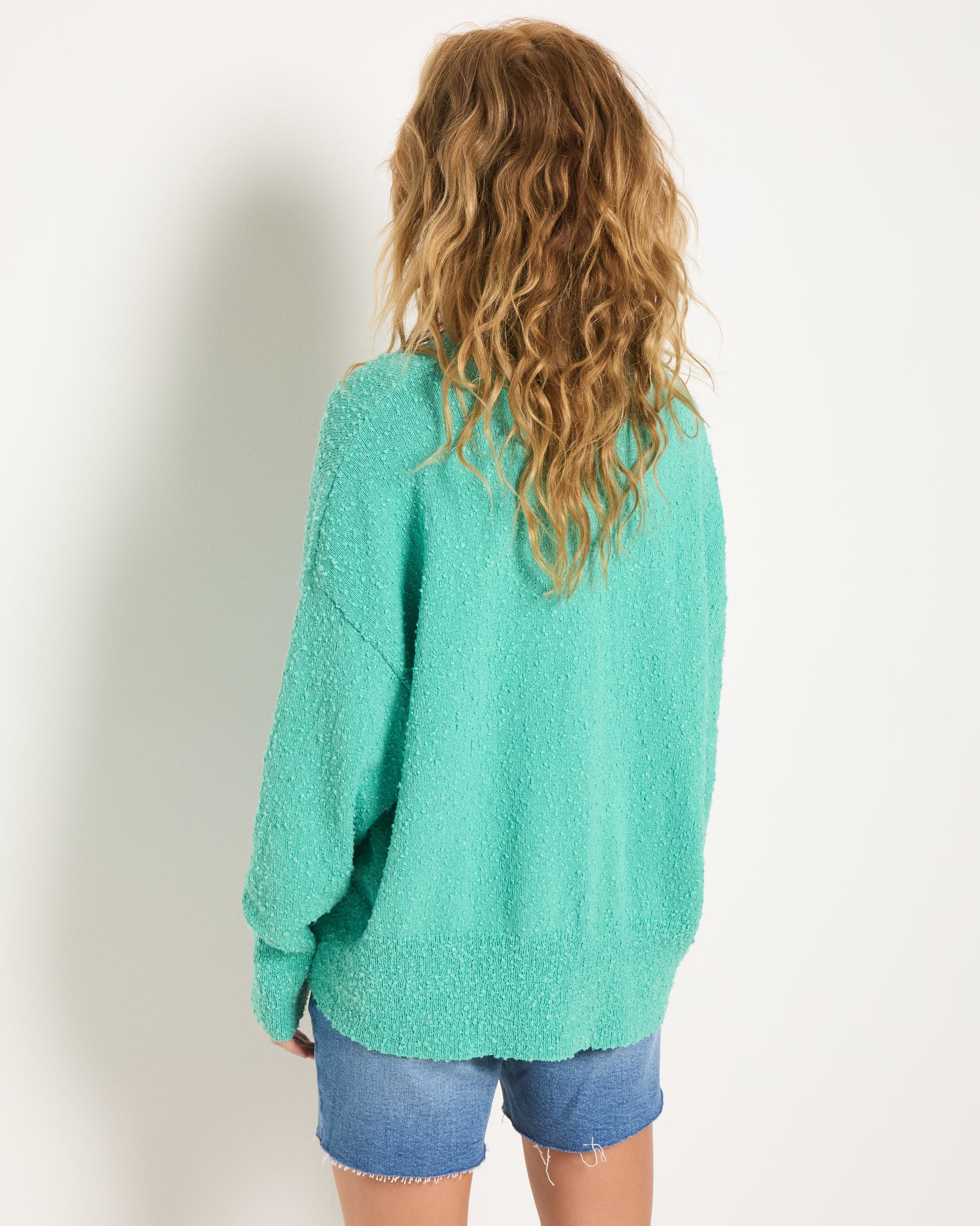 Green Apple $|& SEAS Bonfire Textured Cardigan - SOF Back