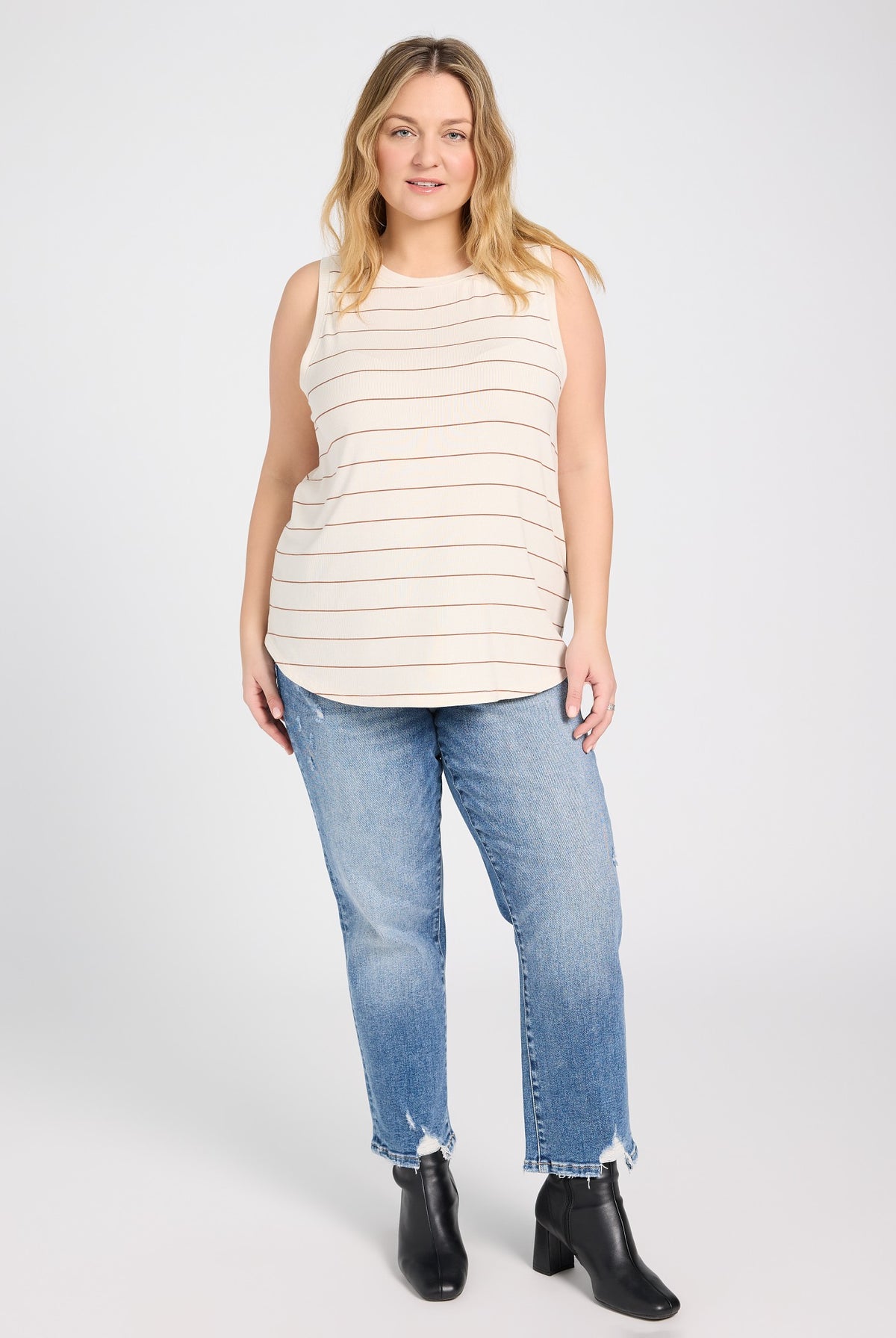 Ivory Tawny $|& Thread & Supply Sinclair Stripe Tank - UGC On Fig