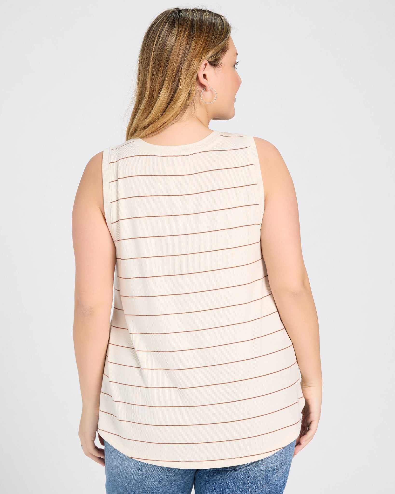 Ivory Tawny $|& Thread & Supply Sinclair Stripe Tank - SOF Back