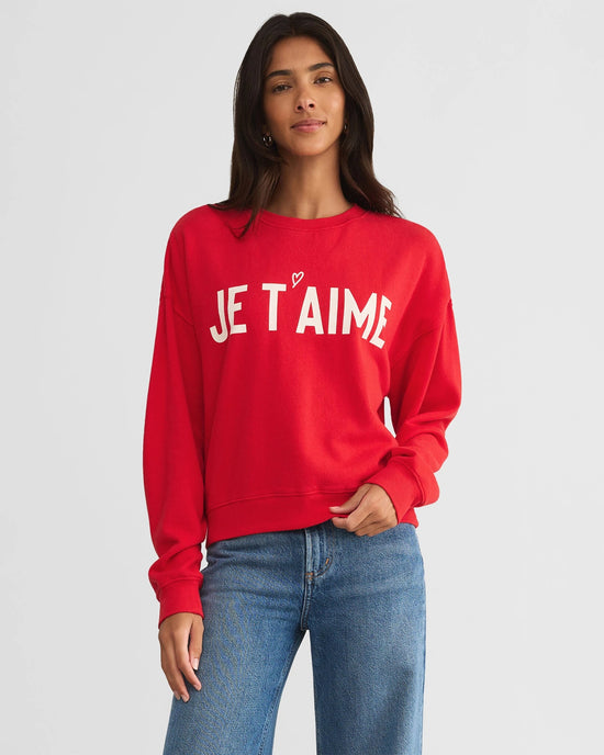 Cherry $|& Z Supply First Date Je Taime Sweatshirt - VOF Detail